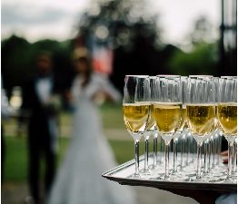 Wine and bar staff serving at a London event